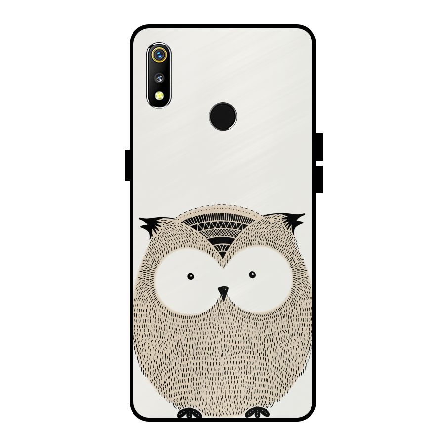 Cute Owl Metal Back Case for Realme 3