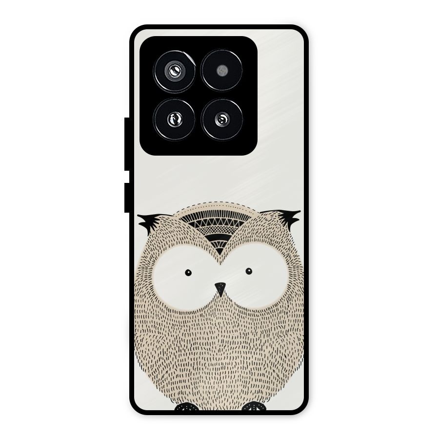Cute Owl Metal Back Case for Xiaomi 14 Pro