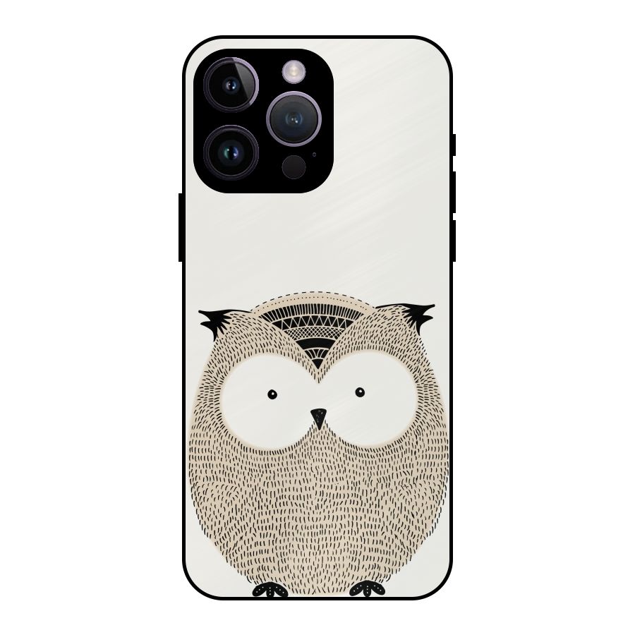 Cute Owl Metal Back Case for iPhone 14 Pro Max