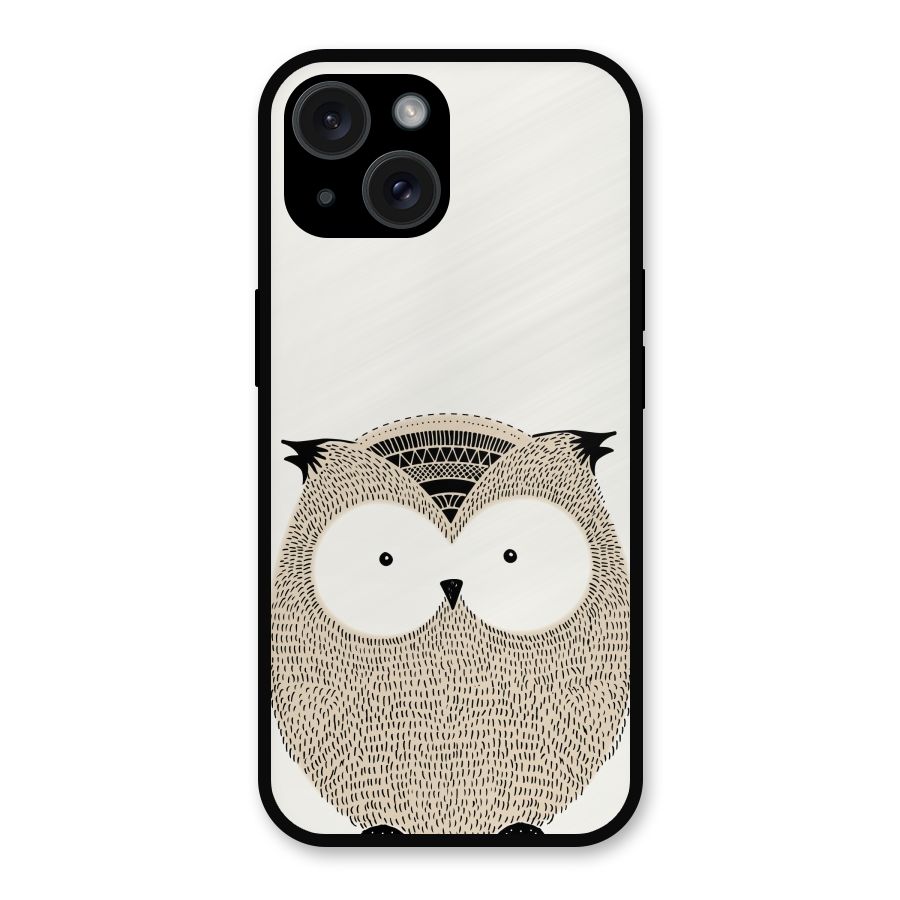 Cute Owl Metal Back Case for iPhone 15