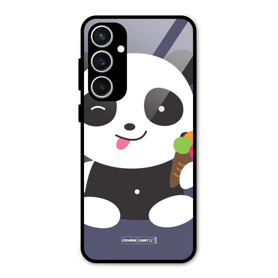 Cute Panda Blue Glass Back Case for Galaxy S23 FE