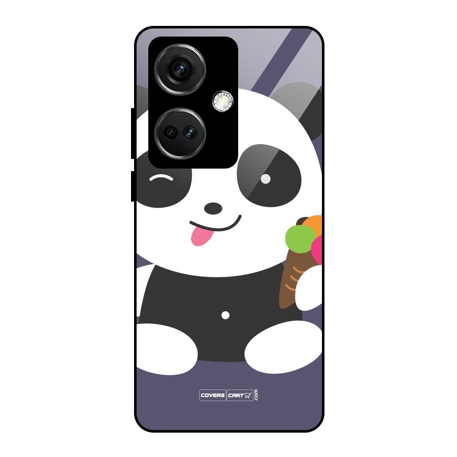 Cute Panda Blue Glass Back Case for OnePlus Nord CE 3 5G