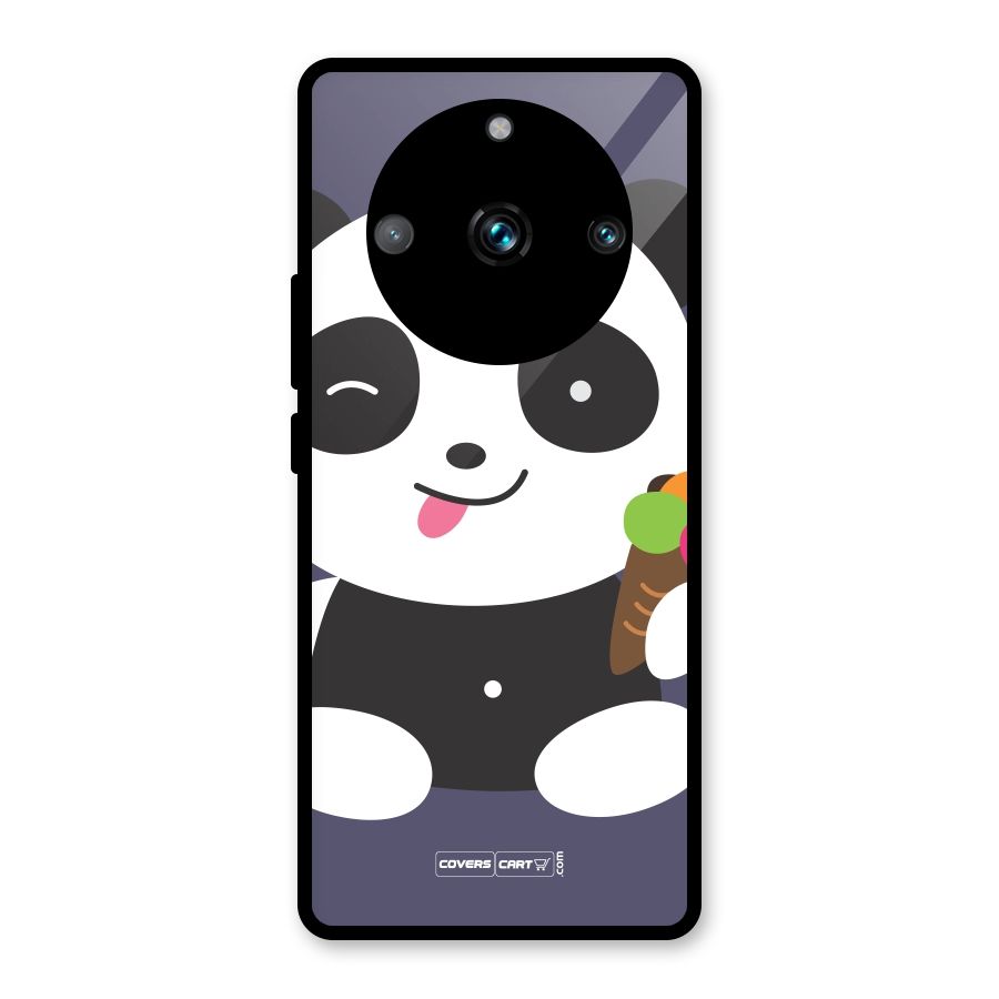 Cute Panda Blue Glass Back Case for Realme 11 Pro
