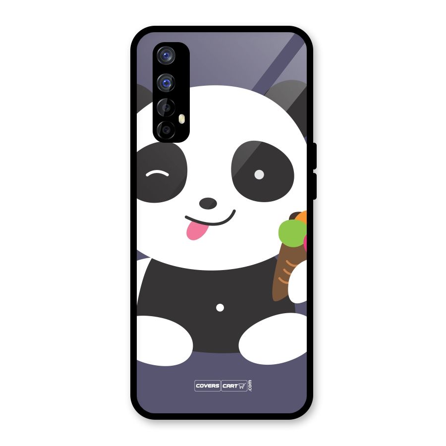 Cute Panda Blue Glass Back Case for Realme Narzo 20 Pro