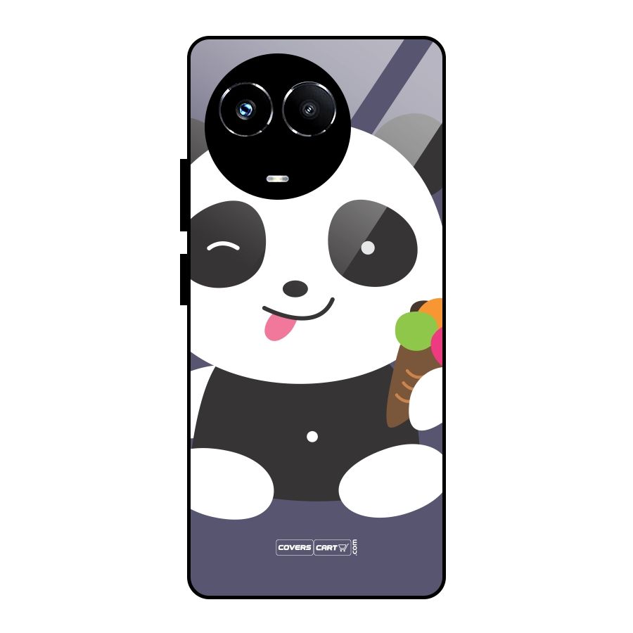 Cute Panda Blue Glass Back Case for Realme Narzo 60X