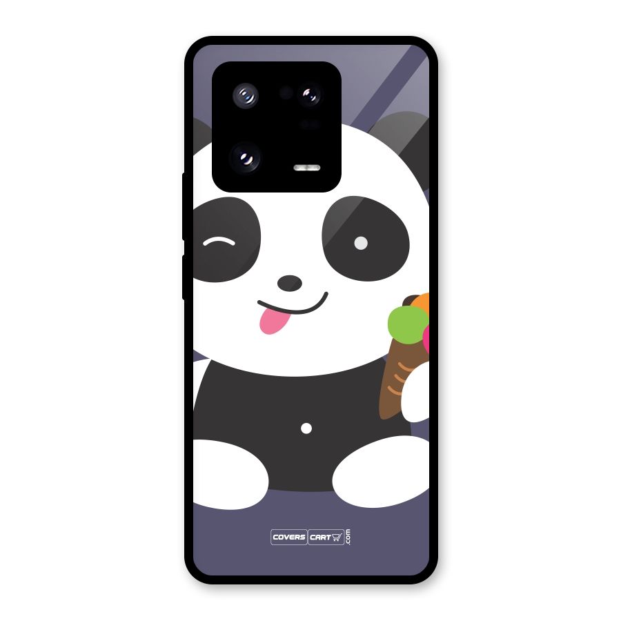 Cute Panda Blue Glass Back Case for Xiaomi 13 Pro