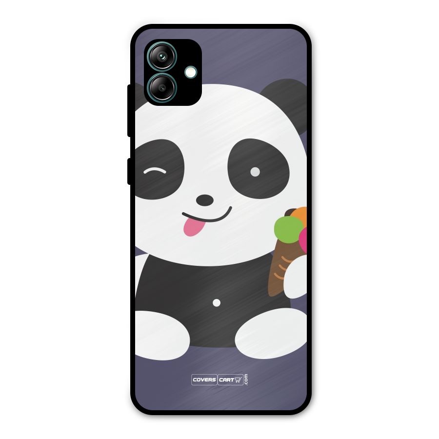 Cute Panda Blue Metal Back Case for Galaxy A04