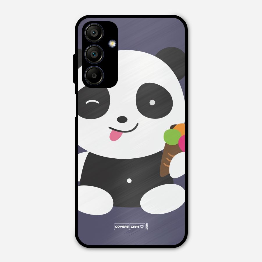 Cute Panda Blue Metal Back Case for Galaxy A15 5G