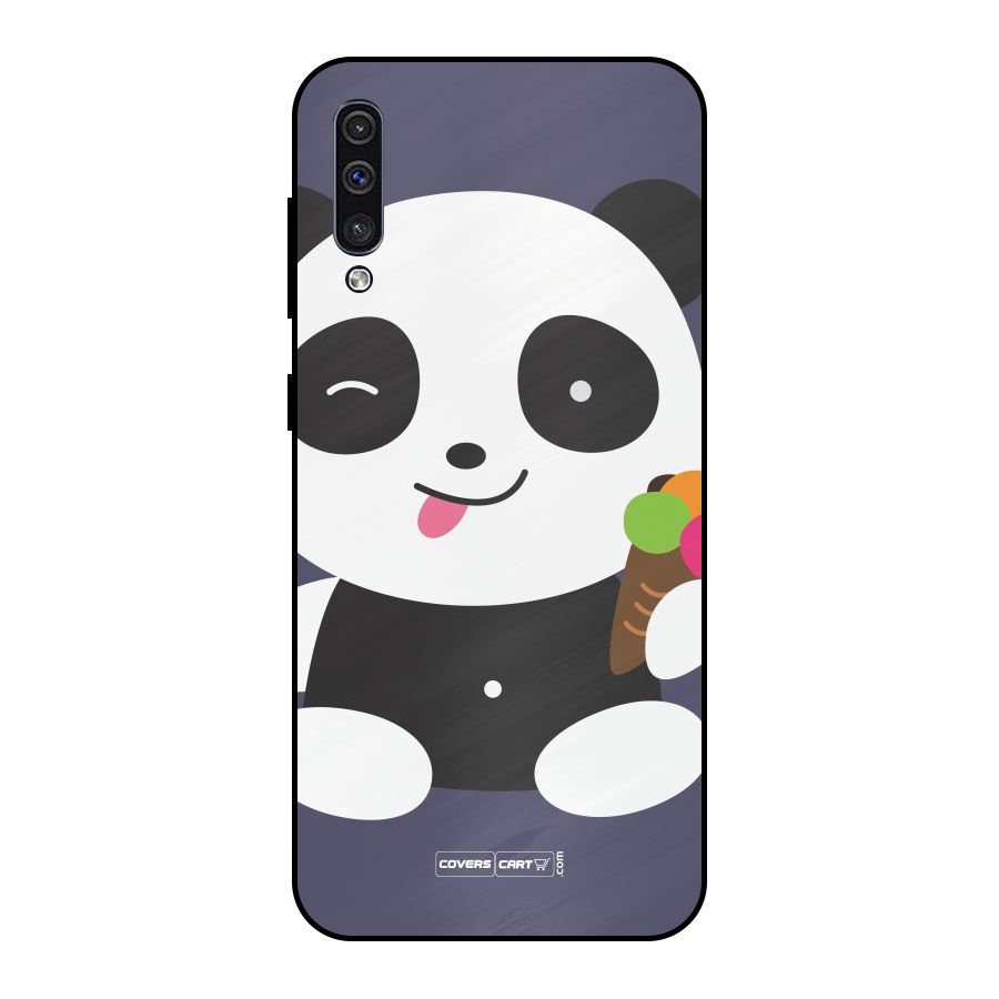 Cute Panda Blue Metal Back Case for Galaxy A30s
