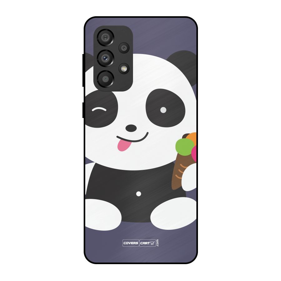 Cute Panda Blue Metal Back Case for Galaxy A33 5G