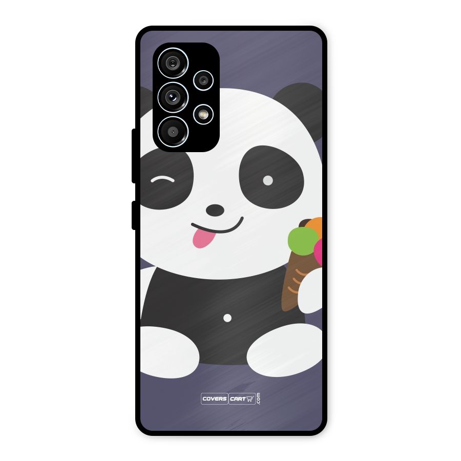Cute Panda Blue Metal Back Case for Galaxy A53 5G
