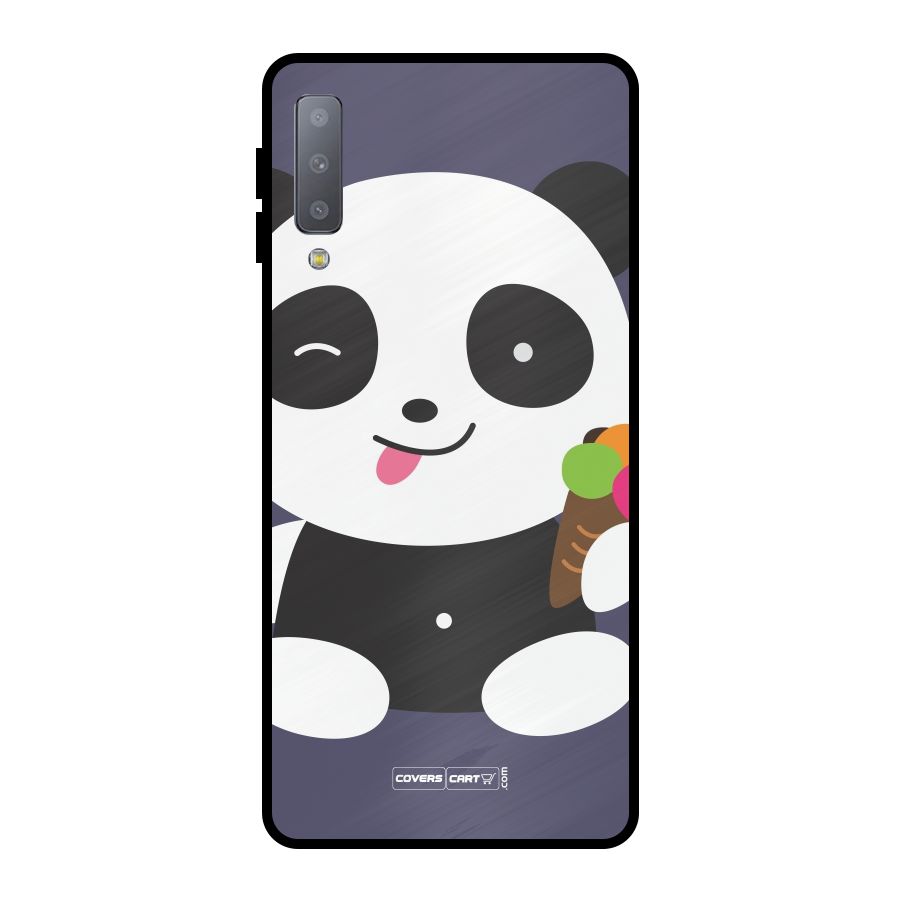 Cute Panda Blue Metal Back Case for Galaxy A7 (2018)