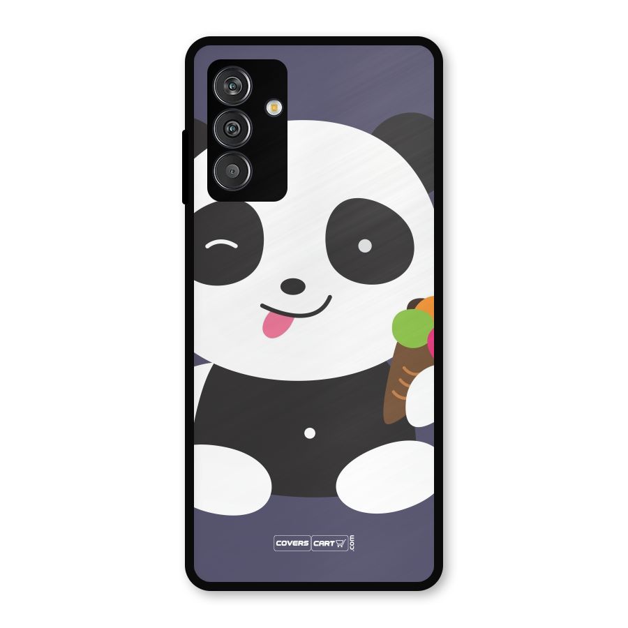 Cute Panda Blue Metal Back Case for Galaxy F13