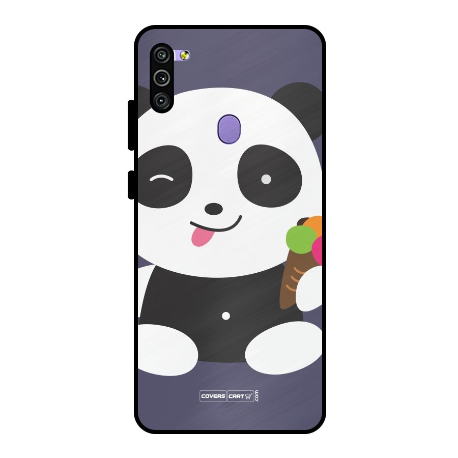 Cute Panda Blue Metal Back Case for Galaxy M11