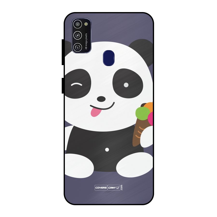 Cute Panda Blue Metal Back Case for Galaxy M21