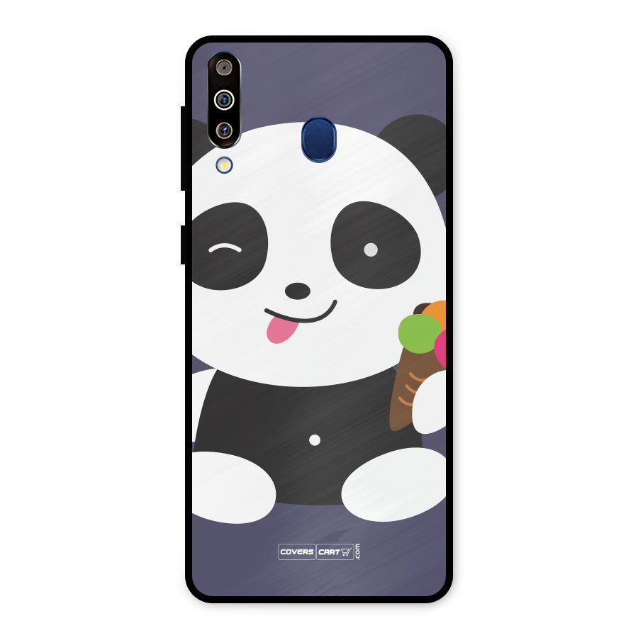 Cute Panda Blue Metal Back Case for Galaxy M30