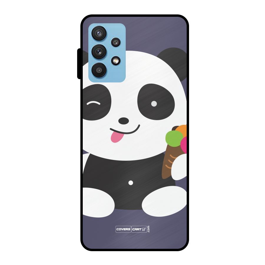 Cute Panda Blue Metal Back Case for Galaxy M32 5G
