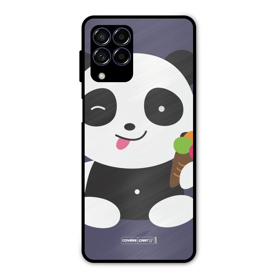 Cute Panda Blue Metal Back Case for Galaxy M53 5G