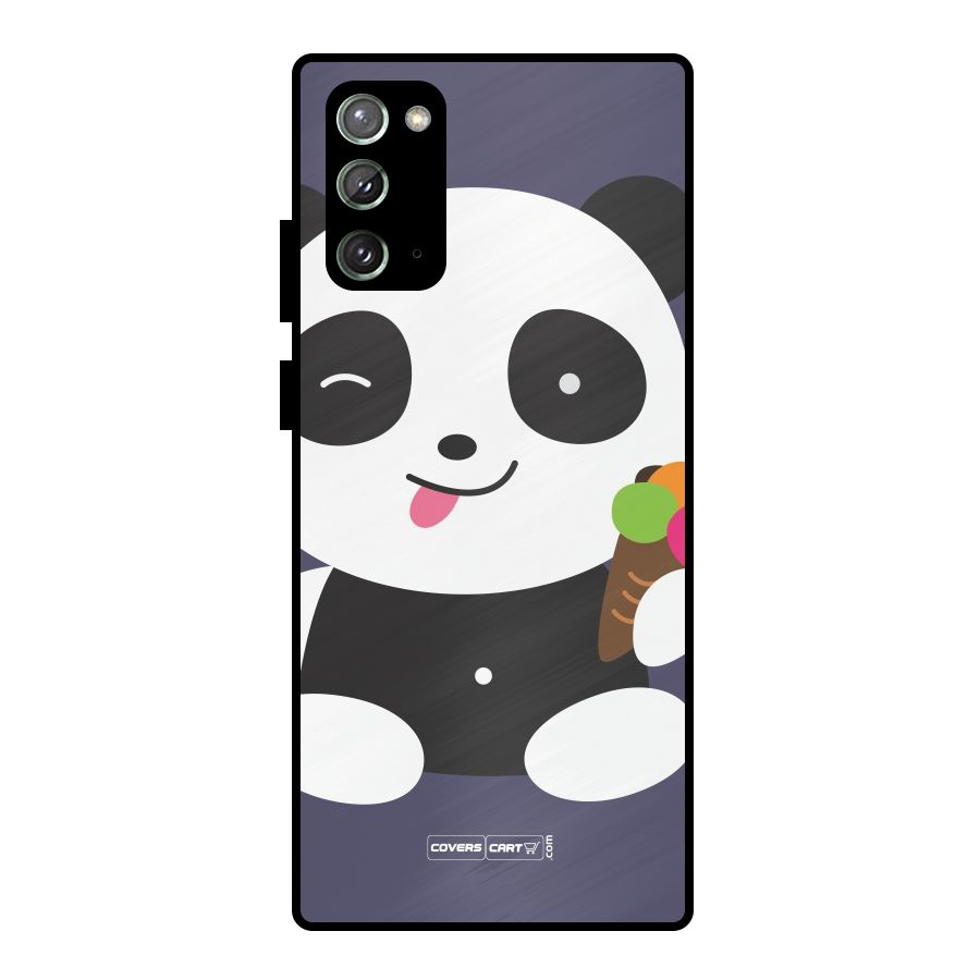 Cute Panda Blue Metal Back Case for Galaxy Note 20