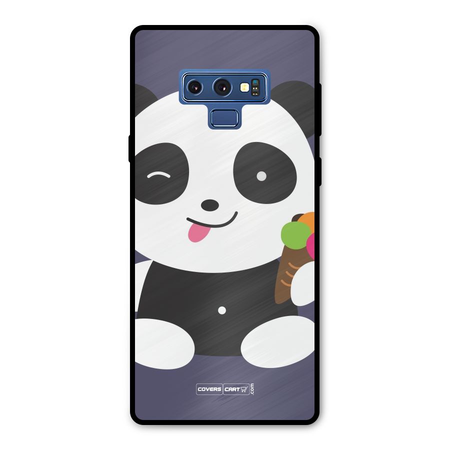 Cute Panda Blue Metal Back Case for Galaxy Note 9