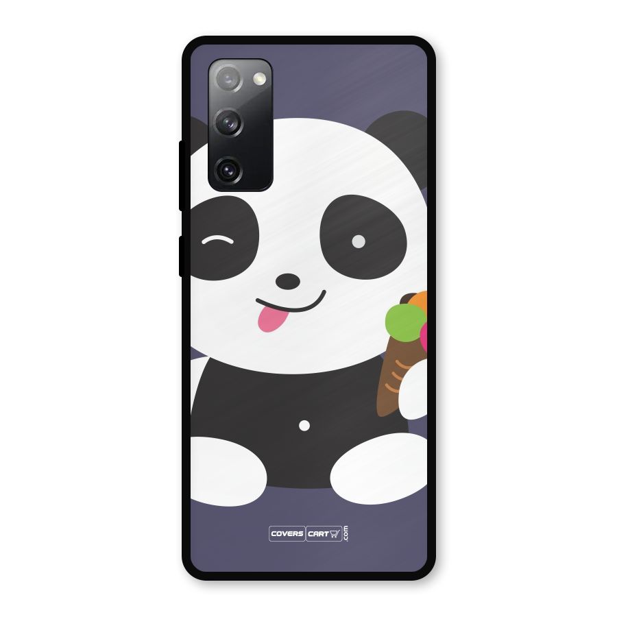 Cute Panda Blue Metal Back Case for Galaxy S20 FE 5G