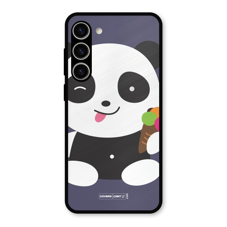 Cute Panda Blue Metal Back Case for Galaxy S23 Plus