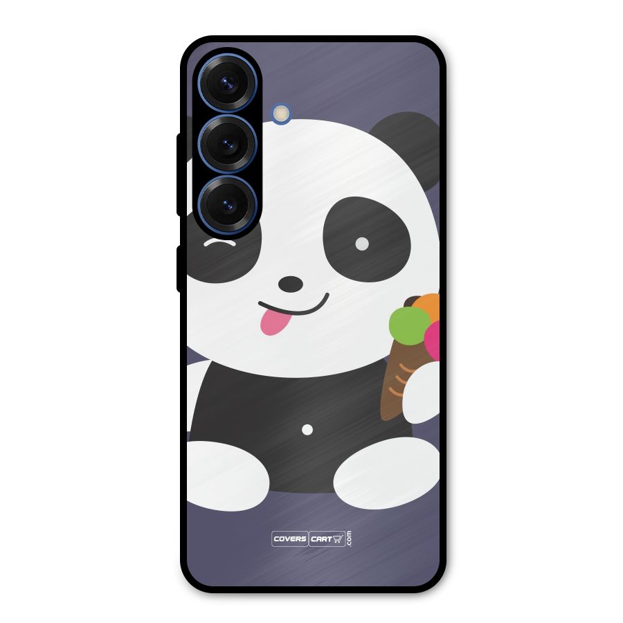 Cute Panda Blue Metal Back Case for Galaxy S25