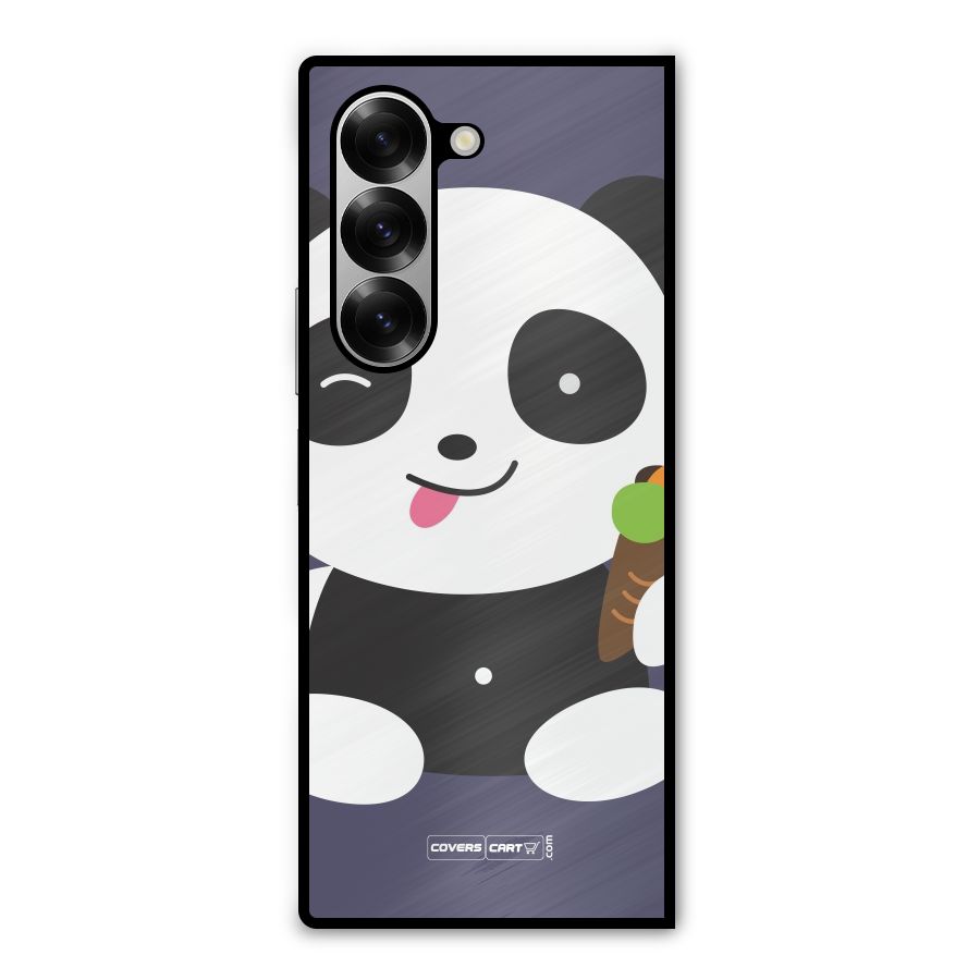 Cute Panda Blue Metal Back Case for Galaxy Z Fold6