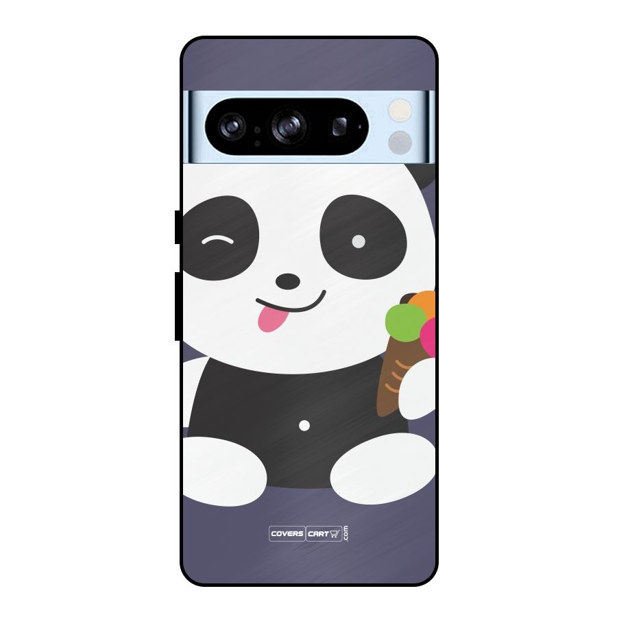 Cute Panda Blue Metal Back Case for Google Pixel 8 Pro