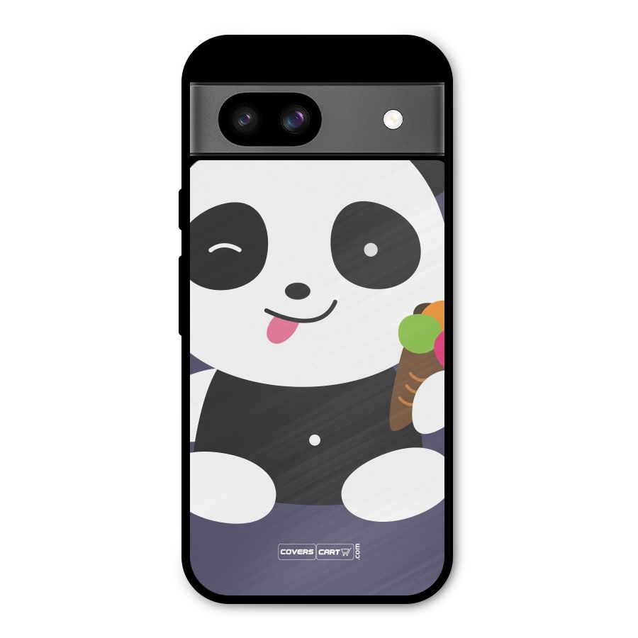 Cute Panda Blue Metal Back Case for Google Pixel 8a