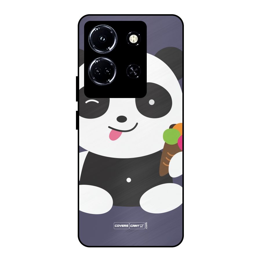 Cute Panda Blue Metal Back Case for Infinix Note 30 5G