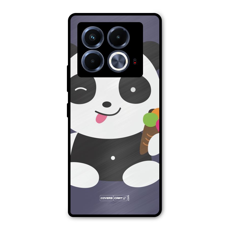 Cute Panda Blue Metal Back Case for Infinix Note 40 5G