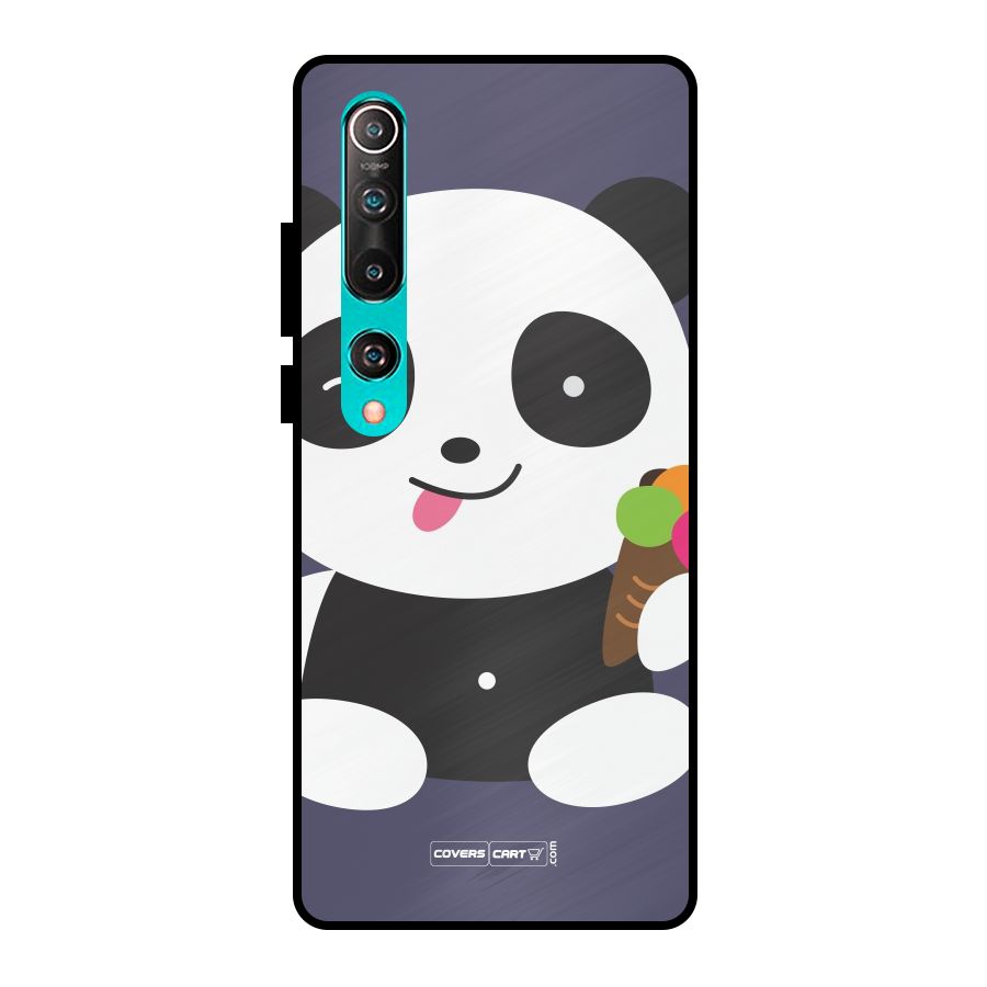 Cute Panda Blue Metal Back Case for Mi 10