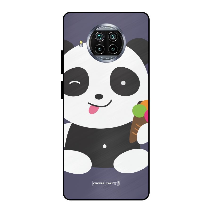 Cute Panda Blue Metal Back Case for Mi 10i