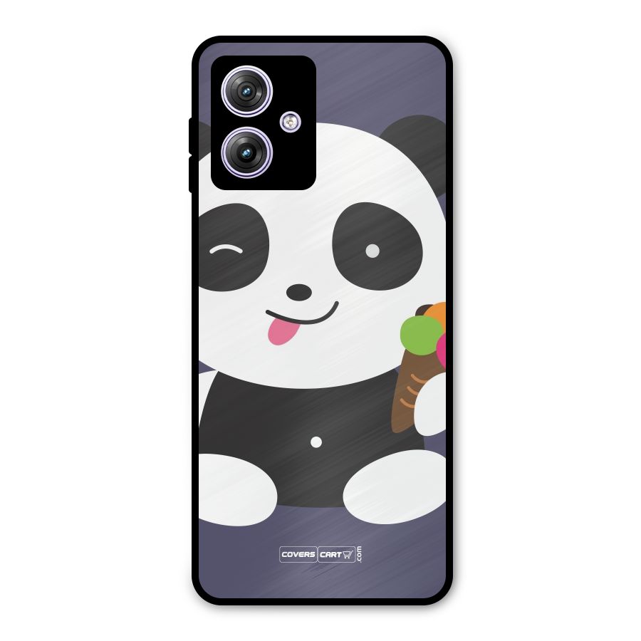 Cute Panda Blue Metal Back Case for Moto G64