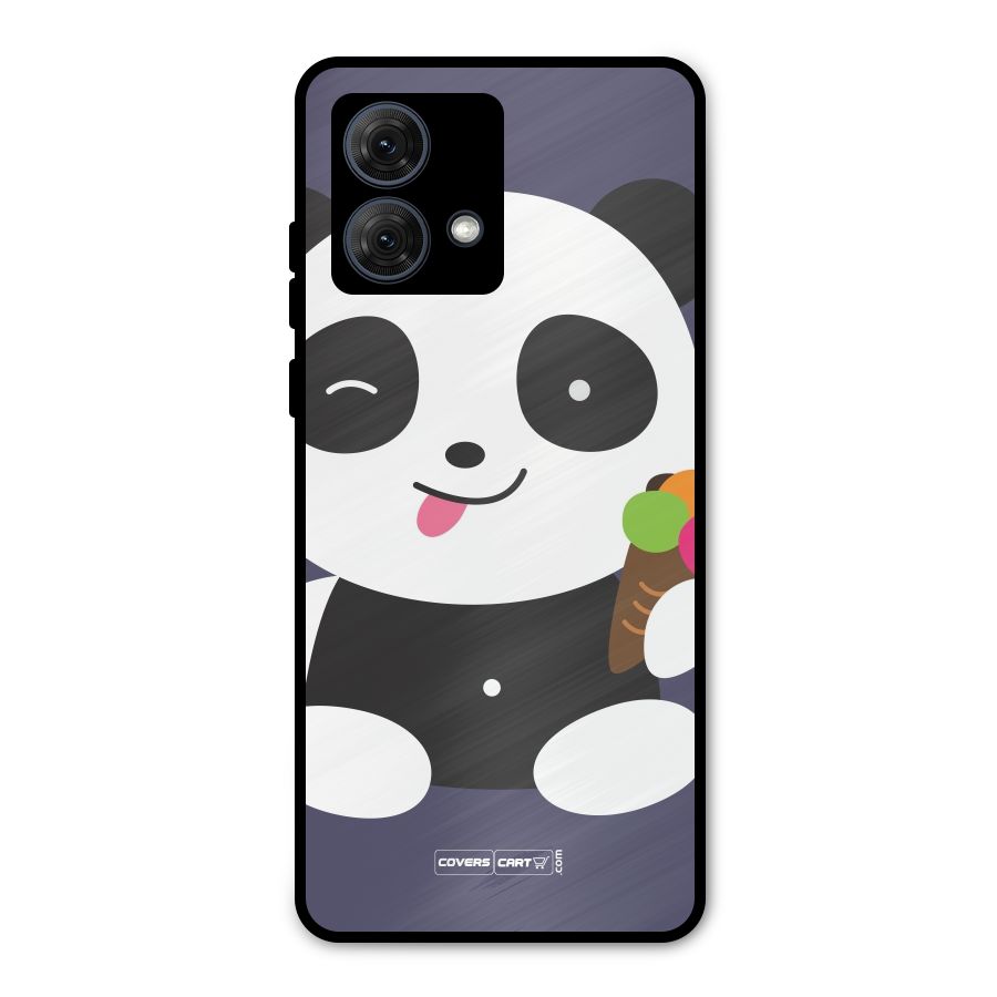 Cute Panda Blue Metal Back Case for Moto G84