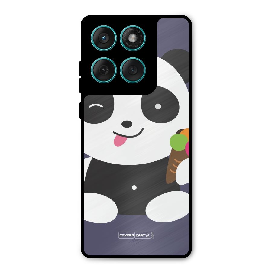 Cute Panda Blue Metal Back Case for Motorola Edge 60