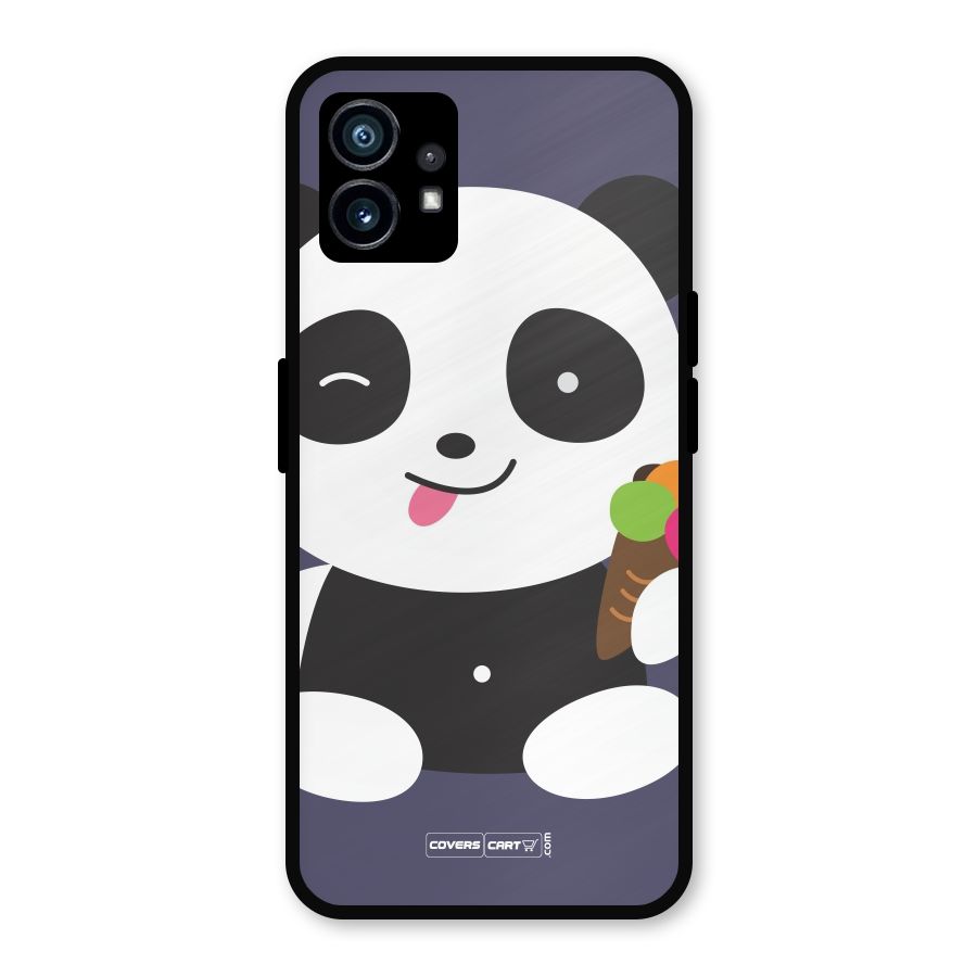 Cute Panda Blue Metal Back Case for Nothing Phone 1