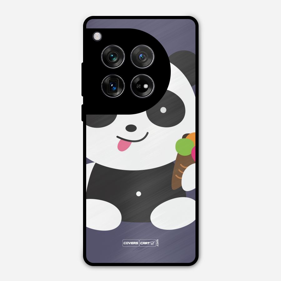 Cute Panda Blue Metal Back Case for OnePlus 12