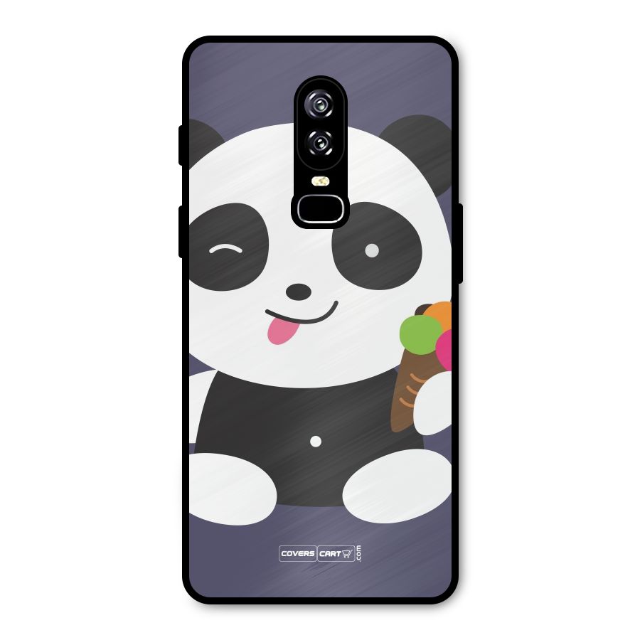 Cute Panda Blue Metal Back Case for OnePlus 6