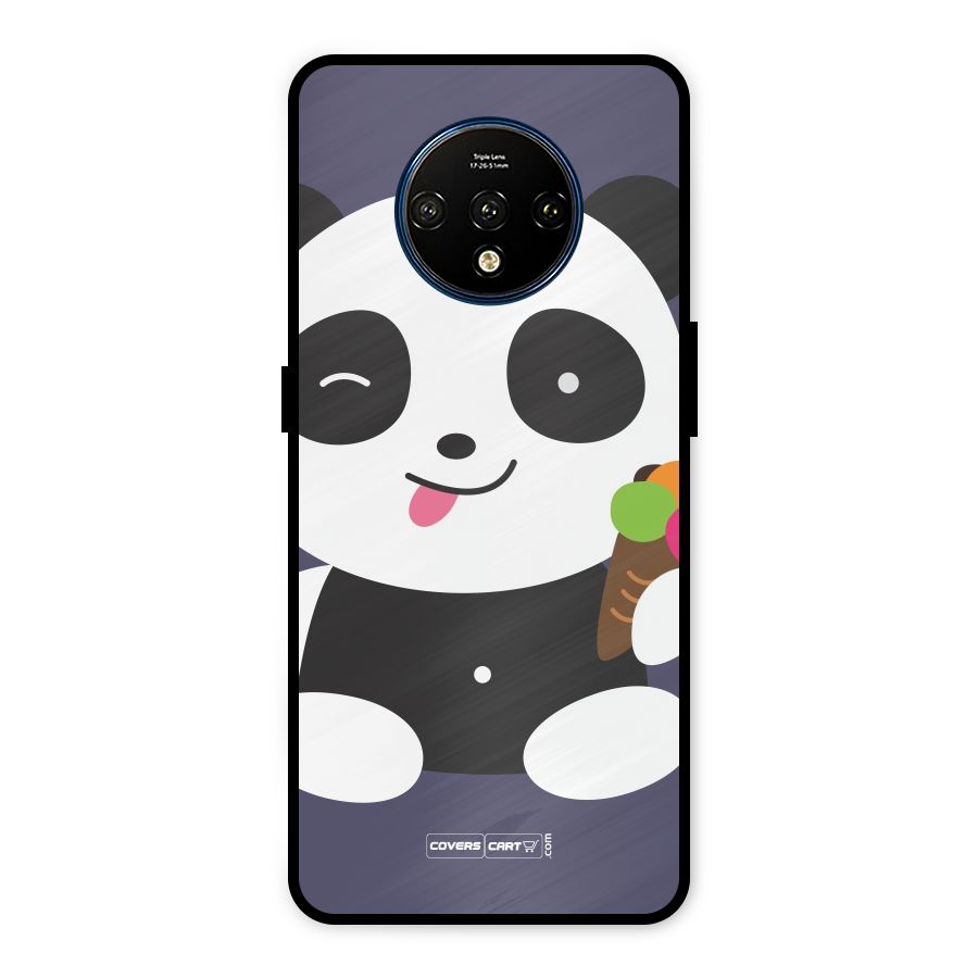 Cute Panda Blue Metal Back Case for OnePlus 7T