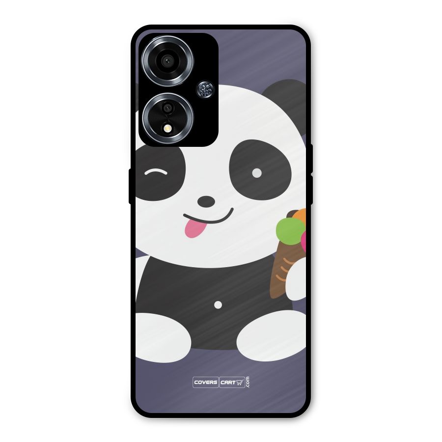 Cute Panda Blue Metal Back Case for Oppo A59