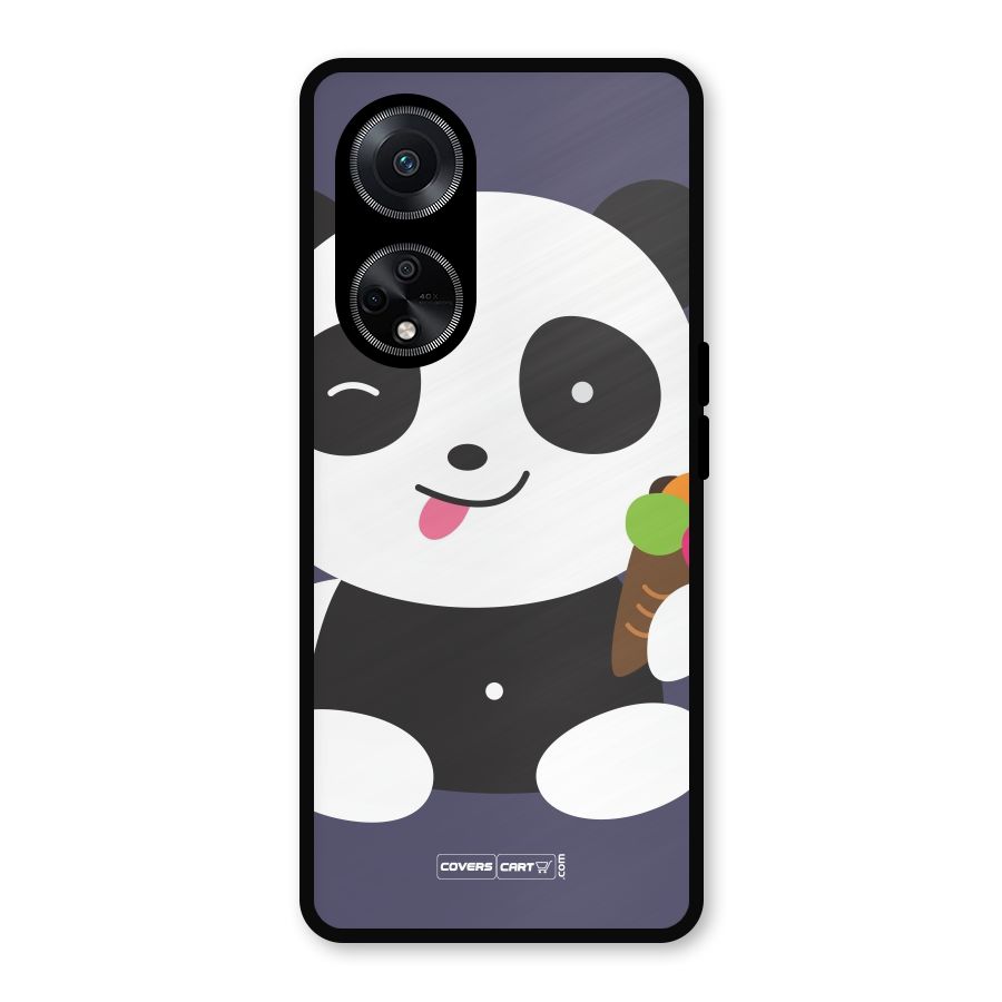 Cute Panda Blue Metal Back Case for Oppo F23