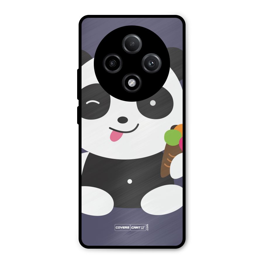 Cute Panda Blue Metal Back Case for Oppo F27 Pro Plus