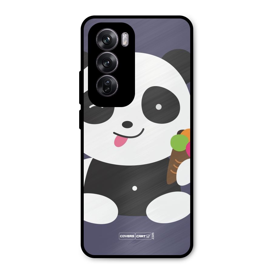 Cute Panda Blue Metal Back Case for Oppo Reno12 Pro