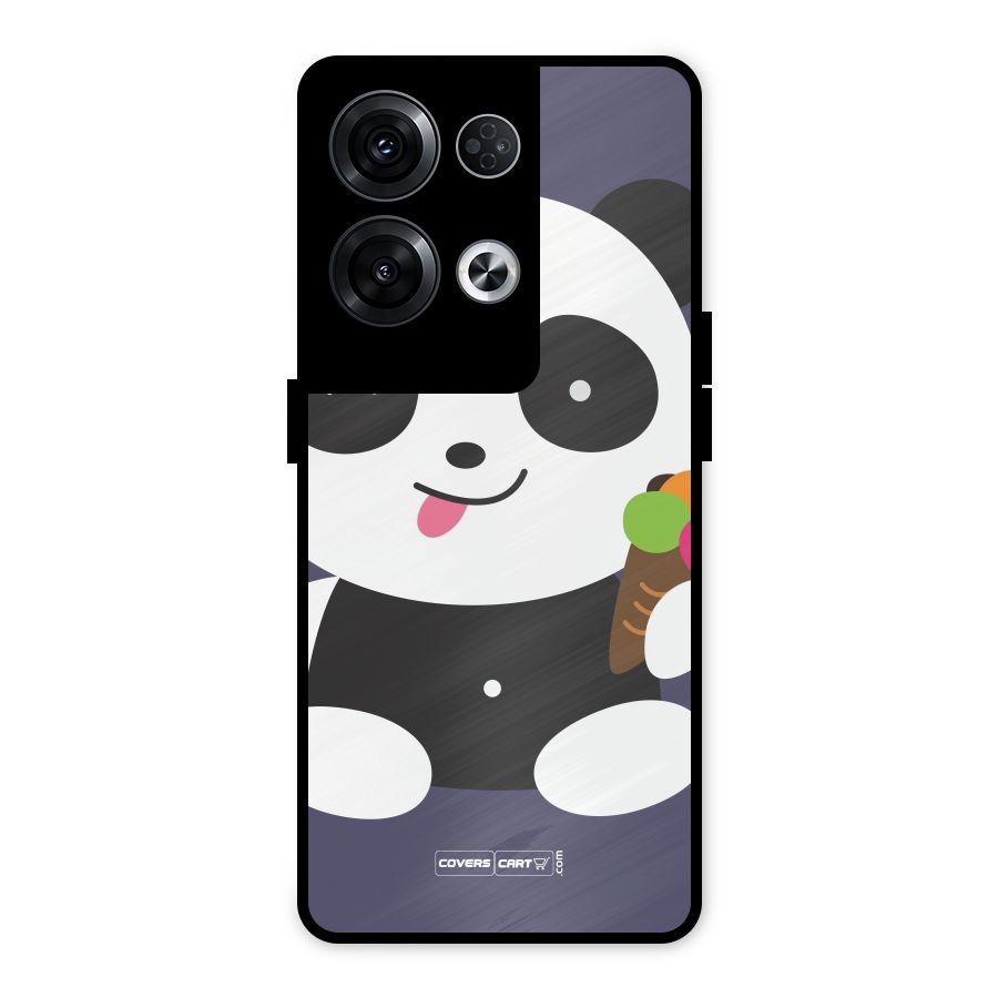 Cute Panda Blue Metal Back Case for Oppo Reno8 Pro 5G