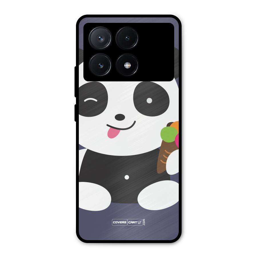Cute Panda Blue Metal Back Case for Poco X6 Pro