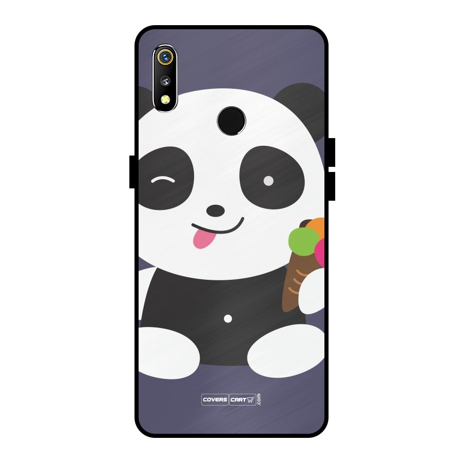 Cute Panda Blue Metal Back Case for Realme 3i