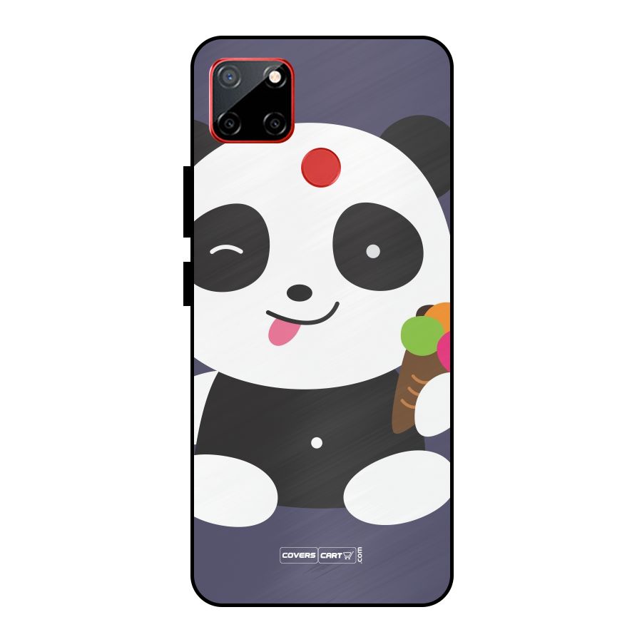Cute Panda Blue Metal Back Case for Realme C12