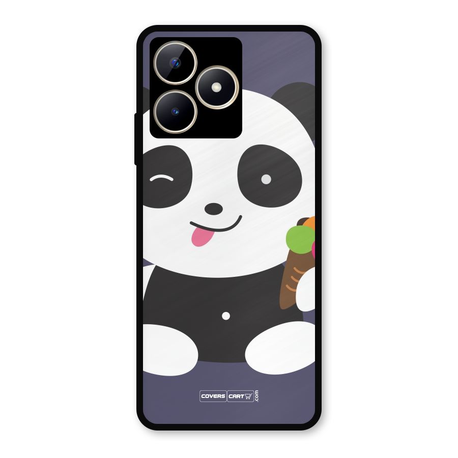 Cute Panda Blue Metal Back Case for Realme C53